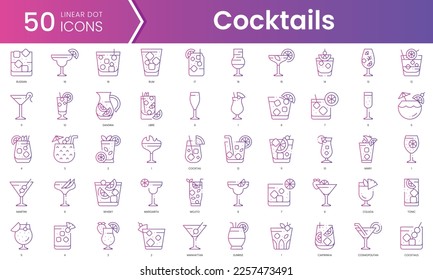 Set of cocktails icons. Gradient style icon bundle. Vector Illustration