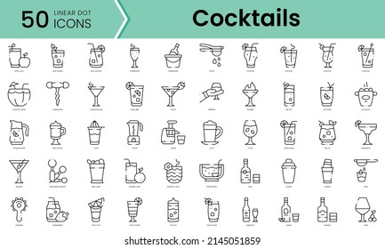 Set of cocktails icons. Line art style icons bundle. vector illustration