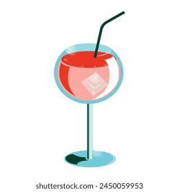 Set of cocktails. An illustration of classical drinks in different types of glasses. Vector illustration of summer cocktails isolated on background. Popular cocktails for design menu, posters