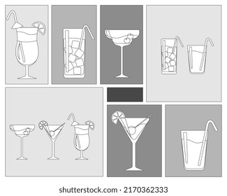 Cocktails auf den Rechtecken  