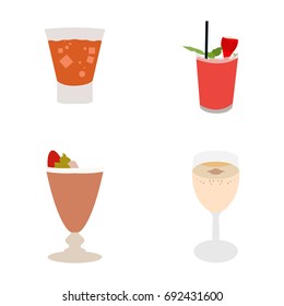 Set of cocktails on a white background, Vector illustration