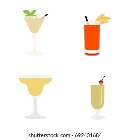 Set of cocktails on a white background, Vector illustration