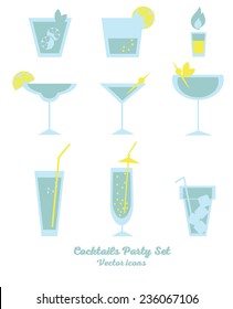 set of cocktails vector icons