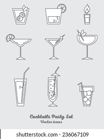 set of cocktails vector icons