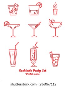 set of cocktails vector icons