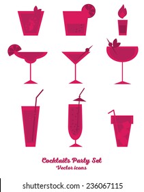 set of cocktails vector icons