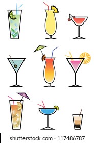 set of cocktails, vector illustration