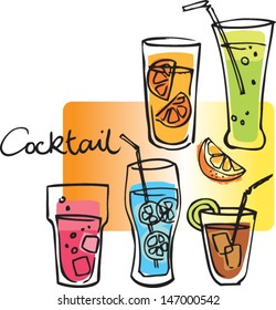 Set of cocktails vector illustration