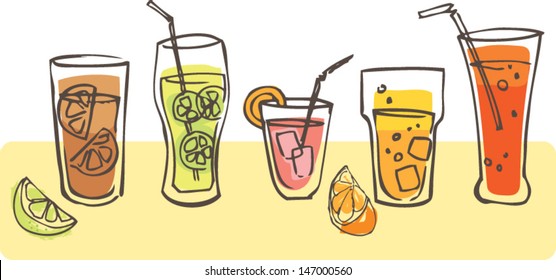 Set of cocktails vector illustration