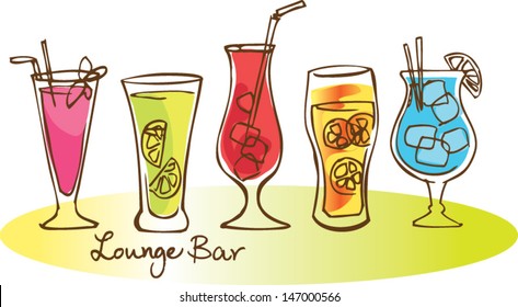 Set of cocktails vector illustration