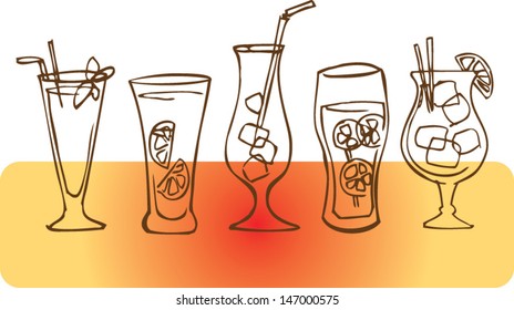 Set of cocktails vector illustration