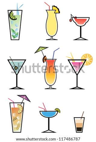 set of cocktails, vector illustration
