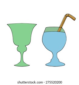 Set of cocktails vector illustration. Isolated on white