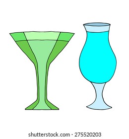 Set of cocktails vector illustration. Isolated on white
