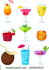 Set of cocktails. Vector illustration on a white background.