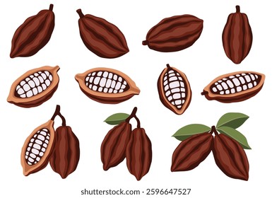 Set of cocoa beans vector logo isolated on white background.perfect for wallpaper or design elements