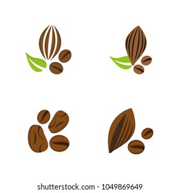 A set of cocoa and coffee bean icons