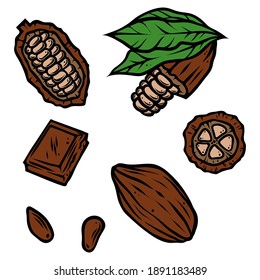 Set of cocoa, color, vector