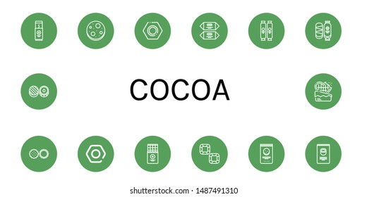 Set of cocoa icons such as Chocolate bar, Chocolate chip, Nut, Chocolate, Nuts , cocoa