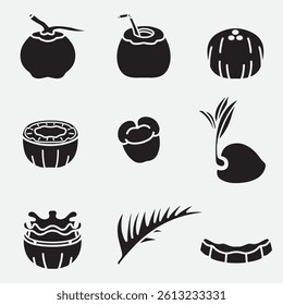 set of coconut good for icon, symbol, element design, silhouette design, etc