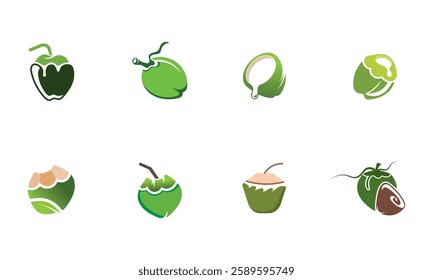 set of Coconut Logo Icons	