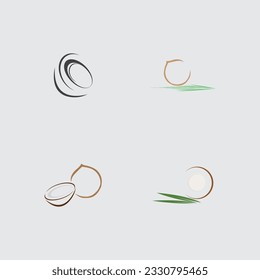 set of coconut logo on gray background design template