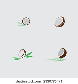 conjunto de logotipos de coco en la plantilla de diseño de fondo gris