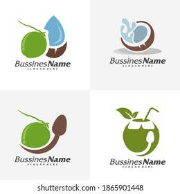 Set of Coconut logo vector template, Creative Coconut logo design concepts, Icon symbol, Illustration