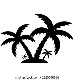Set coconut palms trees silhouettes isolated on white background. Abstract design logo. Logotype art - vector