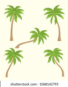 set of coconut tree illustration