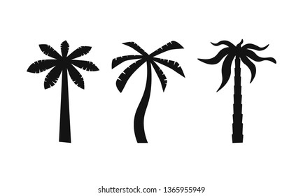 Set of Coconut Tree Vector Icon. Sign. Art logo design.