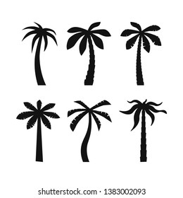 Set of Coconut Tree Vector Icon. Sign. Art logo design.