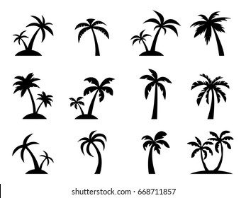 Set of Coconut Tree Vector Icon