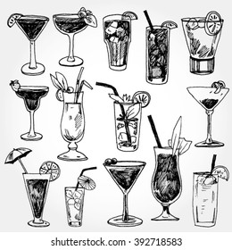 Set of Coctails Hand Drawn