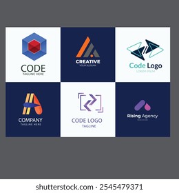 Set of Code Boost Logo designs concept vector, Rocket Code logo template icon vector