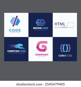 Set of Code Boost Logo designs concept vector, Rocket Code logo template icon vector