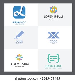 Set of Code Boost Logo designs concept vector, Rocket Code logo template icon vector