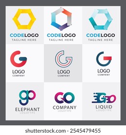 Set of Code Boost Logo designs concept vector, Rocket Code logo template icon vector