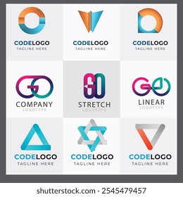 Set of Code Boost Logo designs concept vector, Rocket Code logo template icon vector