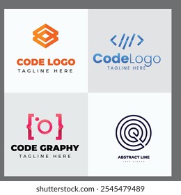 Set of Code Boost Logo designs concept vector, Rocket Code logo template icon vector