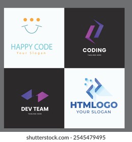 Set of Code Boost Logo designs concept vector, Rocket Code logo template icon vector
