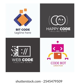 Set of Code Boost Logo designs concept vector, Rocket Code logo template icon vector
