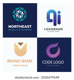 Set of Code Boost Logo designs concept vector, Rocket Code logo template icon vector