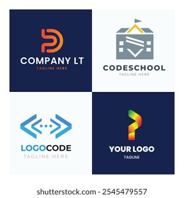 Set of Code Boost Logo designs concept vector, Rocket Code logo template icon vector
