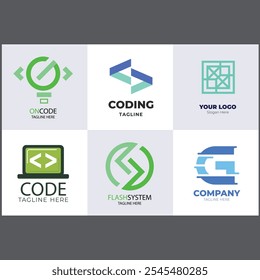 Set of Code Boost Logo designs concept vector, Rocket Code logo template icon vector