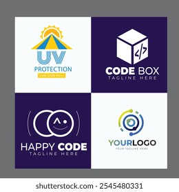 Set of Code Boost Logo designs concept vector, Rocket Code logo template icon vector
