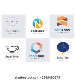 Set of Code Boost Logo designs concept vector, Rocket Code logo template icon vector