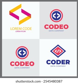 Set of Code Boost Logo designs concept vector, Rocket Code logo template icon vector