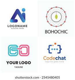 Set of Code Boost Logo designs concept vector, Rocket Code logo template icon vector