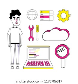 Set of coding cartoons